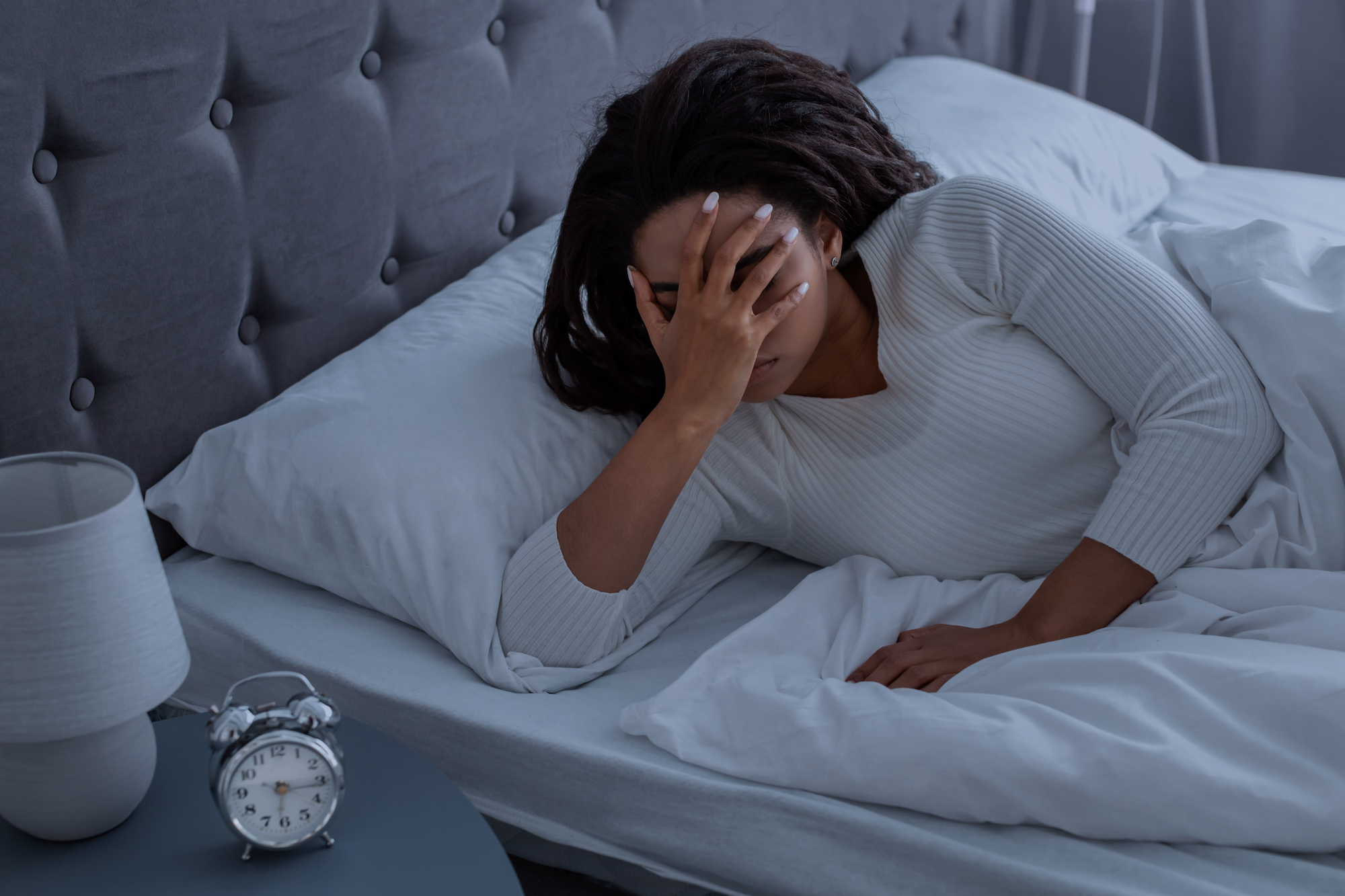 Effects of Sleep Deprivation A picture of a woman suffering from sleep deprivation